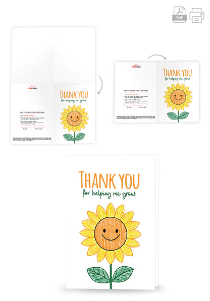 Thank you for helping me grow - Sunflower drawn