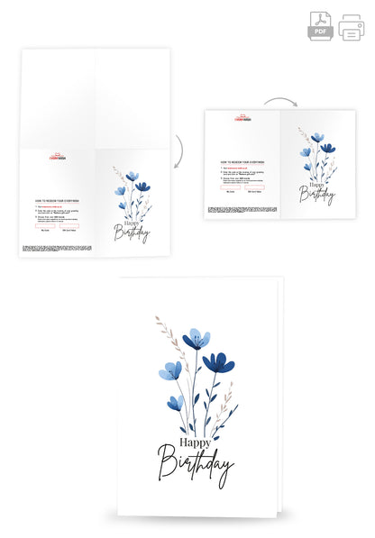 Happy Birthday – Blue Flowers