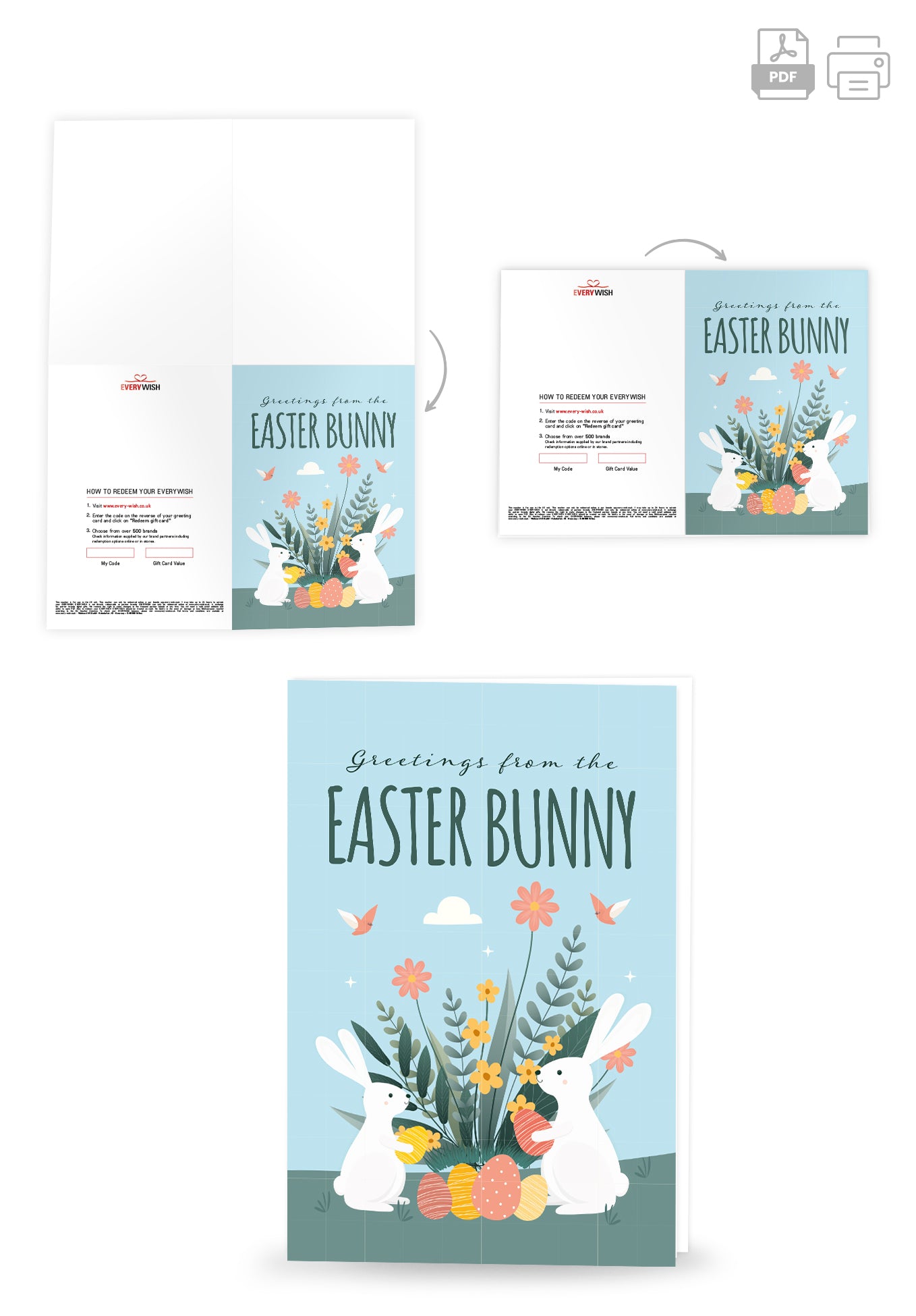 Greetings from the Easter Bunny - Bunnies and flowers