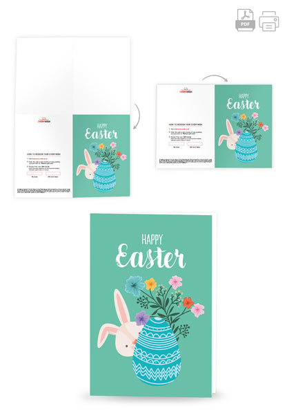 Happy Easter - Turquoise bunny with egg