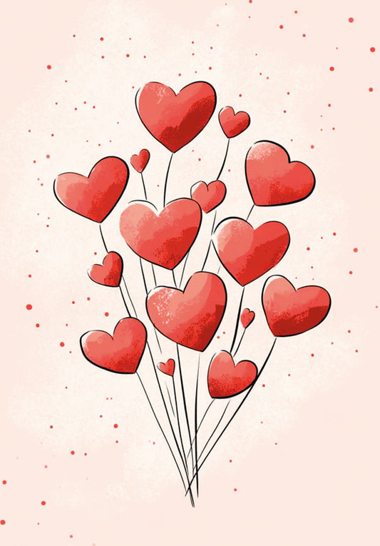 Heart balloons watercolour