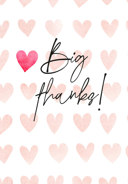 Big thanks - Hearts watercolour