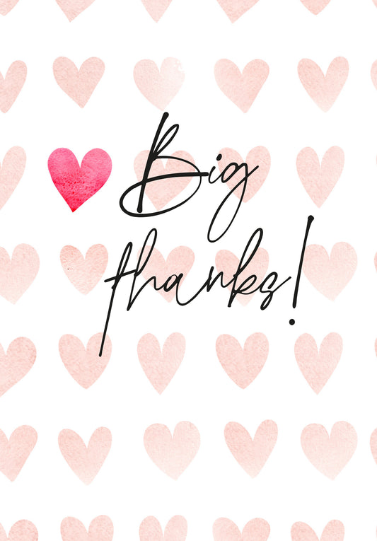Big thanks - Hearts watercolour