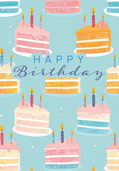 Happy Birthday - Cake Pattern Blue