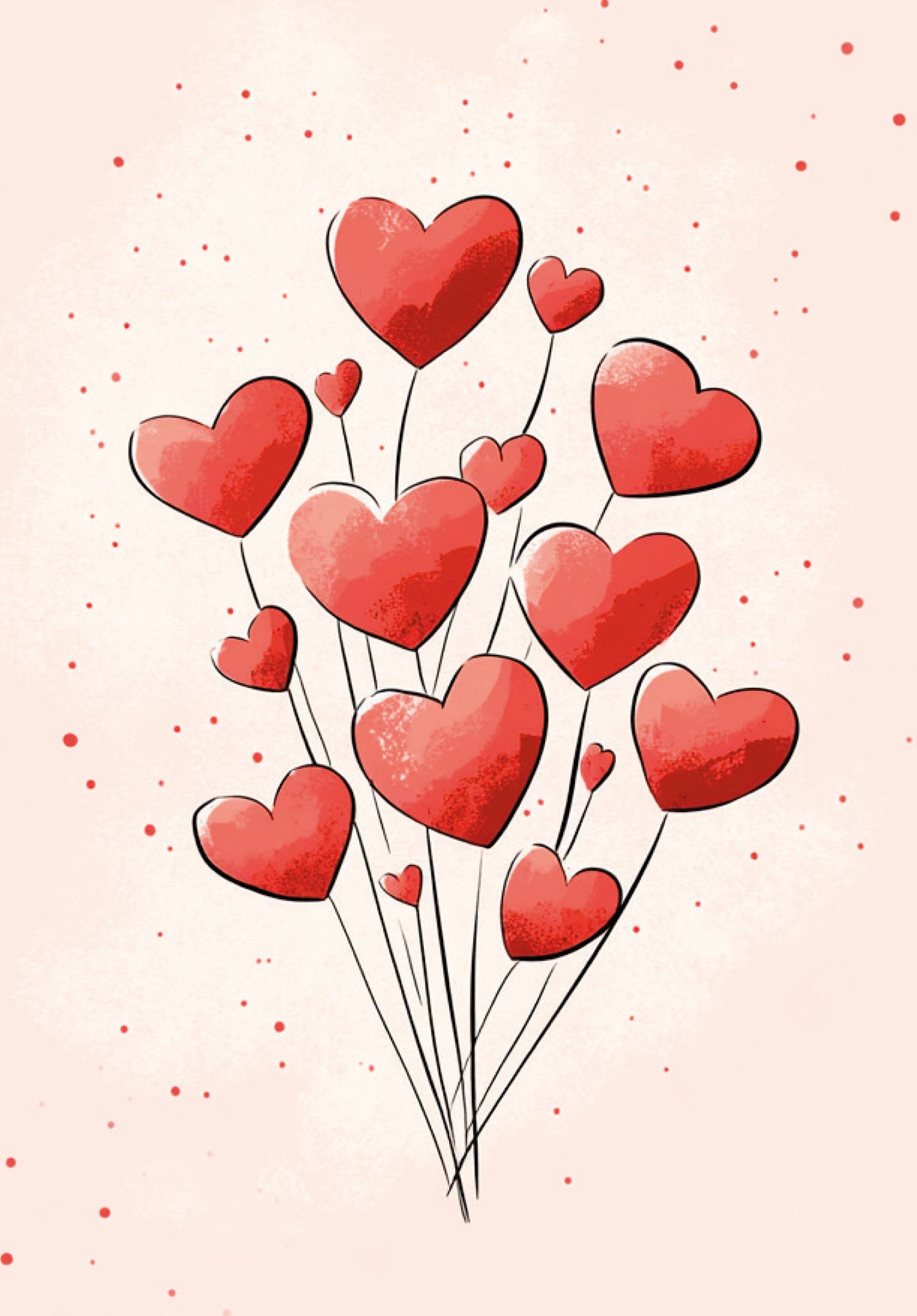 Heart balloons watercolour (Value)