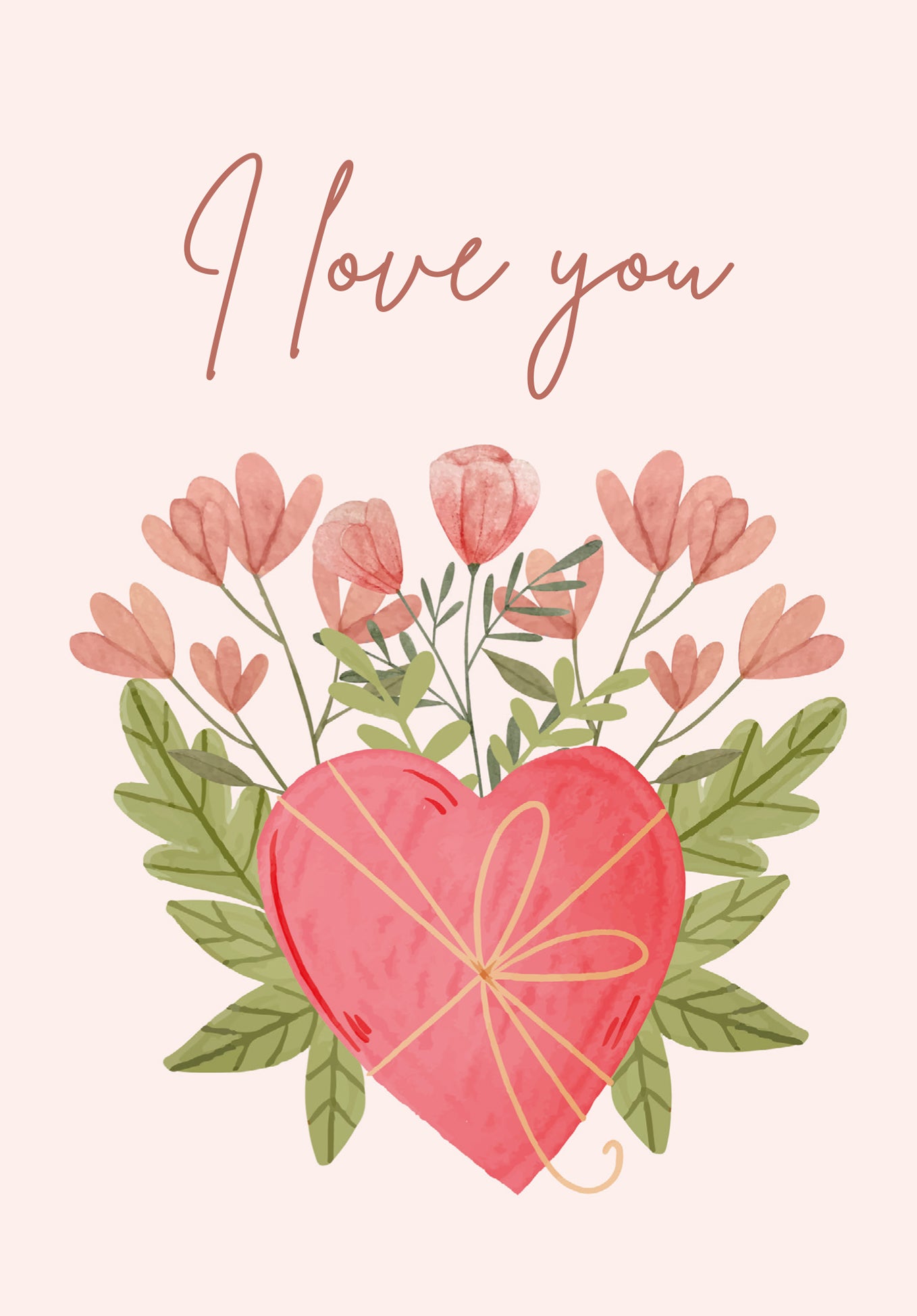 I love you - Heart with flowers