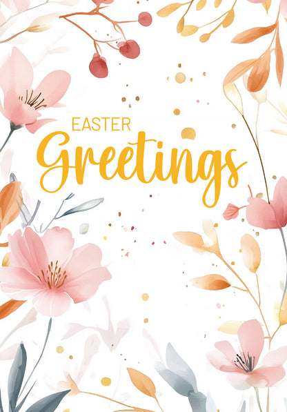 Easter Greetings - Watercolour Flowers Pink (Value)