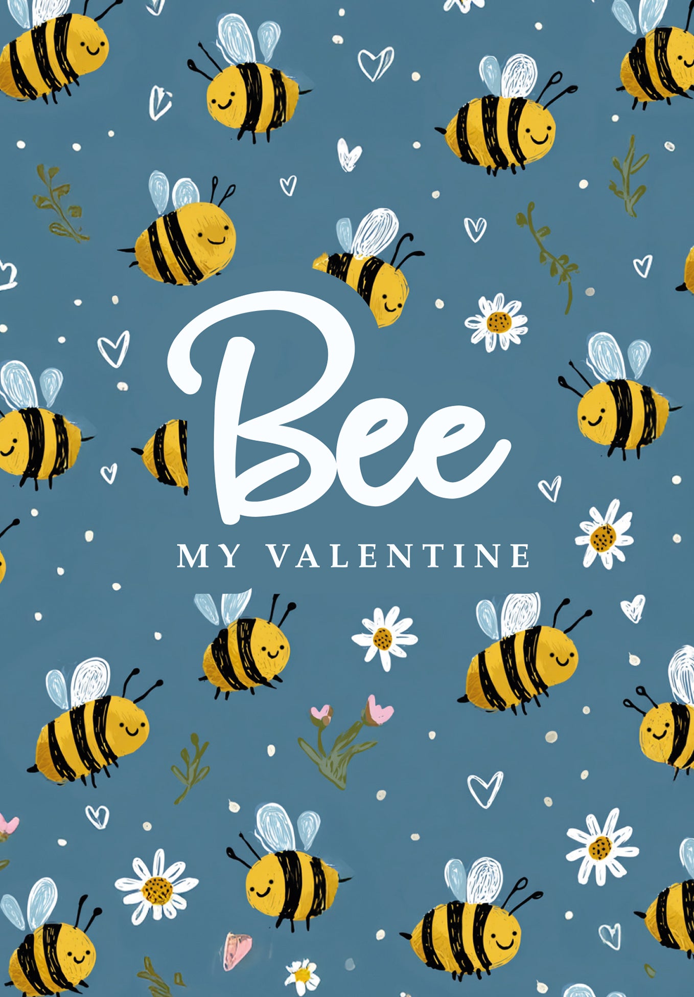 Bee my Valentine - Bee Pattern Blue