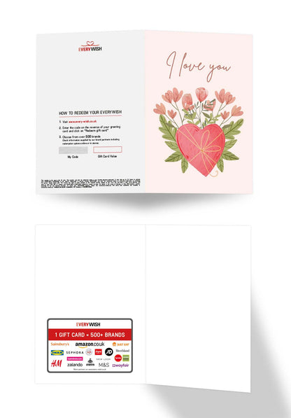 I love you - Heart with flowers