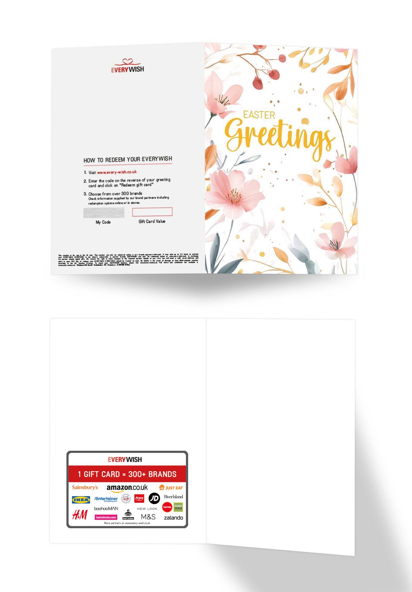 Easter Greetings - Watercolour Flowers Pink (Value)