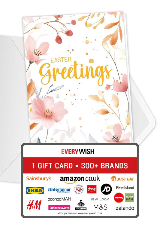 Easter Greetings - Watercolour Flowers Pink