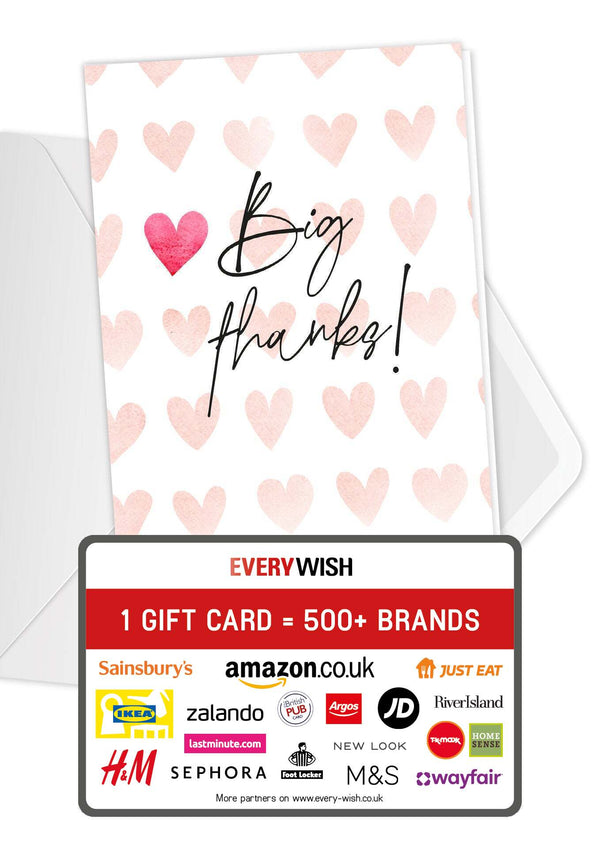 Big thanks - Hearts watercolour