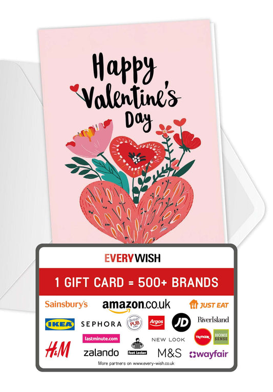 Happy Valentines Day - Hearts and Flowers