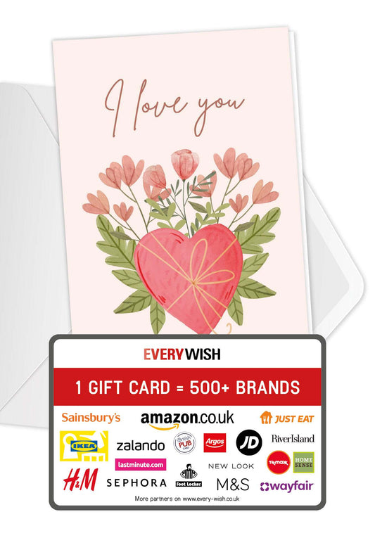 I love you - Heart with flowers