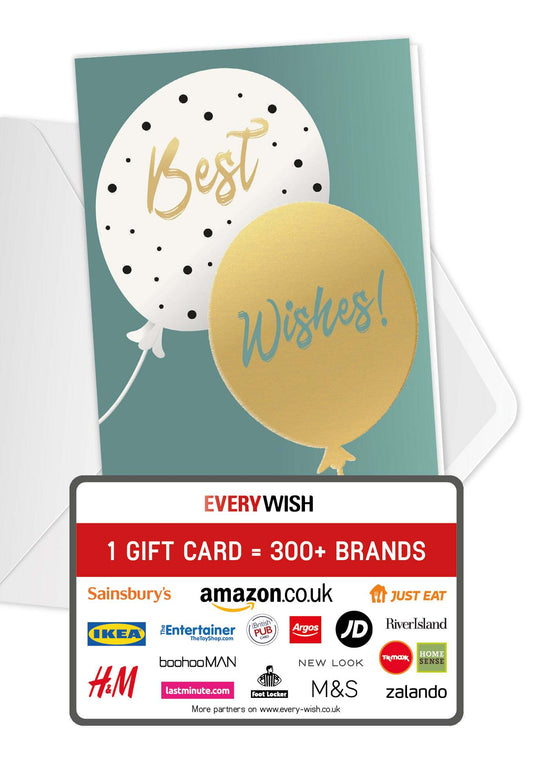 Best Wishes - Balloons Gold