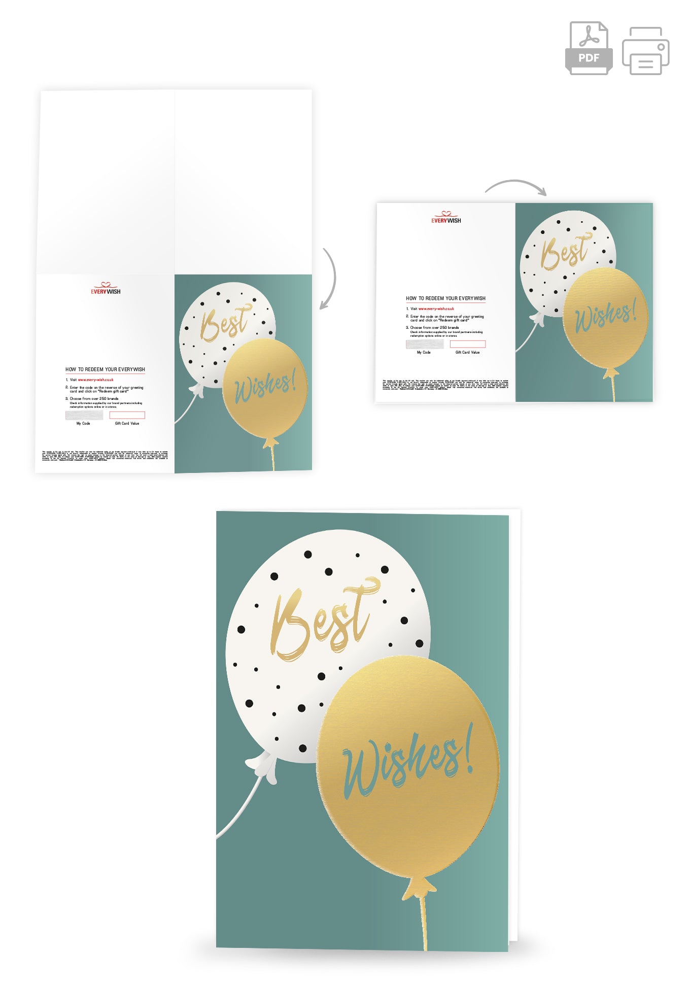 Best Wishes - Balloons Gold (Value)