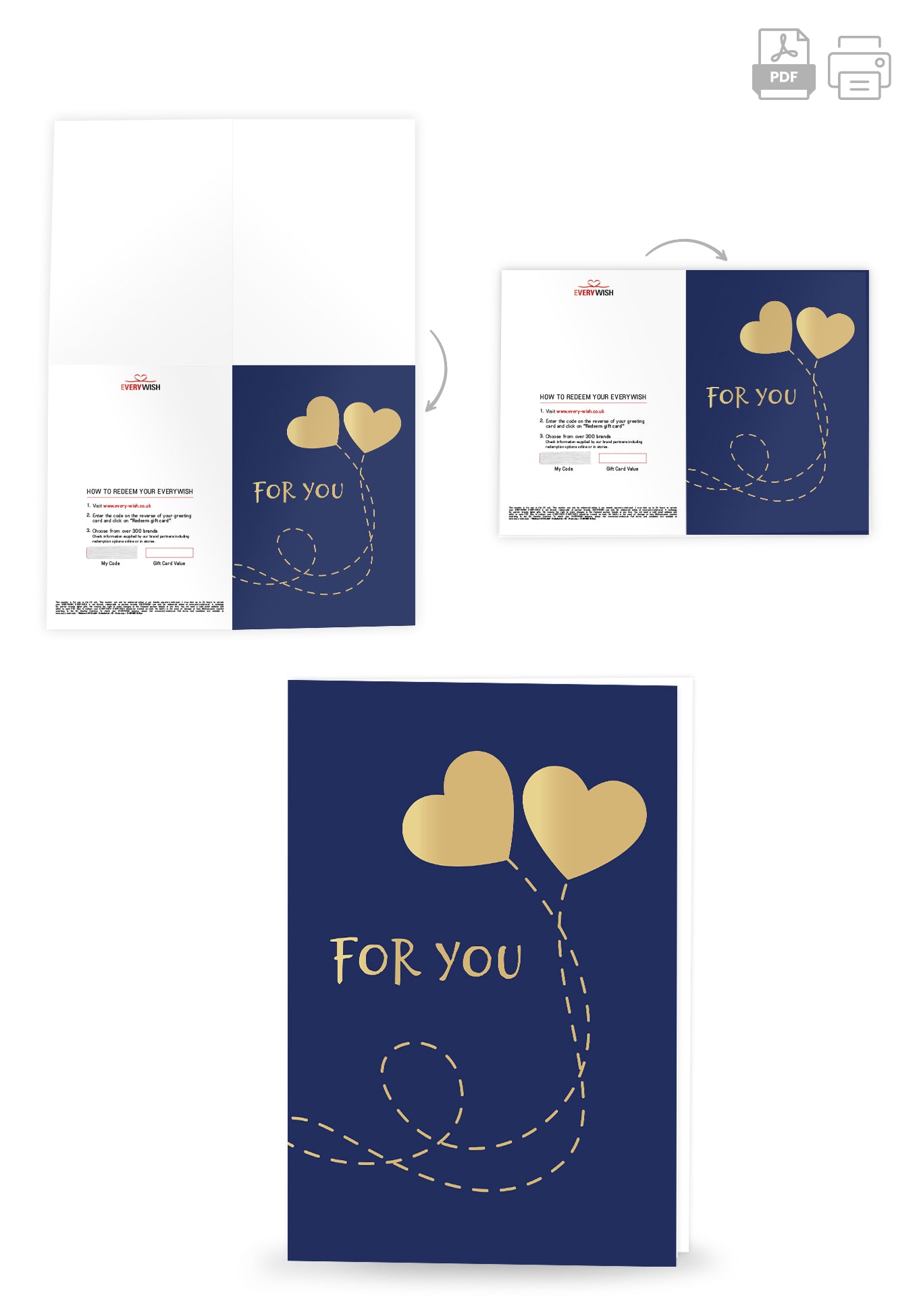 For you - Hearts Blue Gold (Value)
