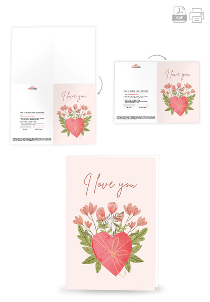 I love you - Heart with flowers