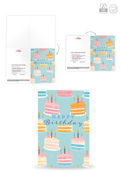 Happy Birthday - Cake Pattern Blue