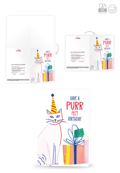 Purrfect Birthday - Cat White