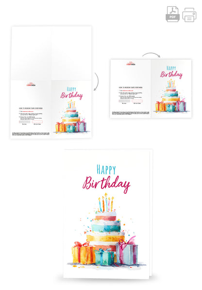 Happy Birthday - Cake watercolour