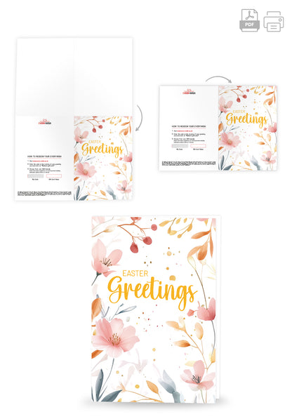 Easter Greetings - Watercolour Flowers Pink (Value)