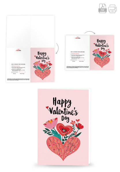 Happy Valentines Day - Hearts and Flowers