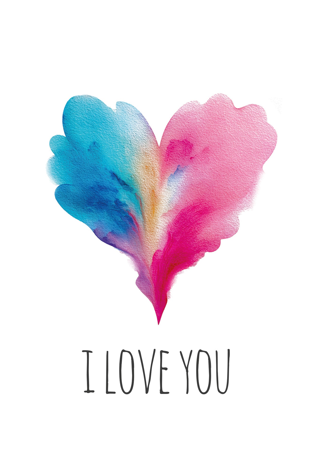 I love you - Heart Blue-Pink