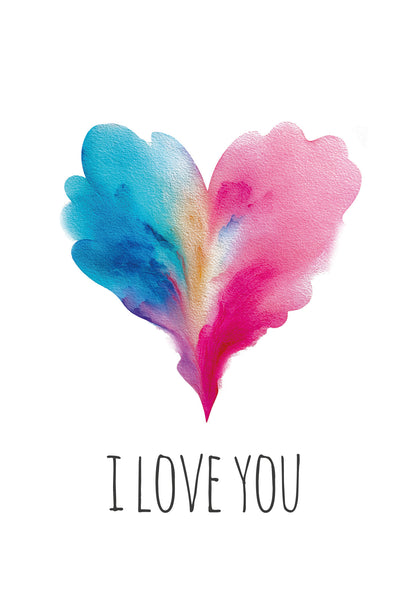 I love you - Heart Blue-Pink