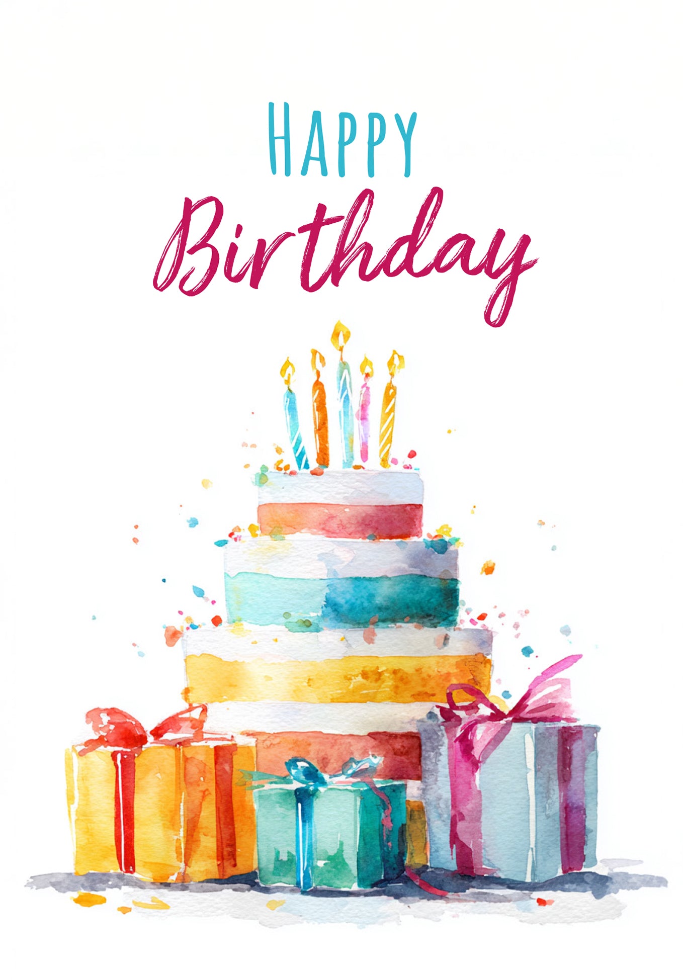 Happy Birthday - Cake watercolour